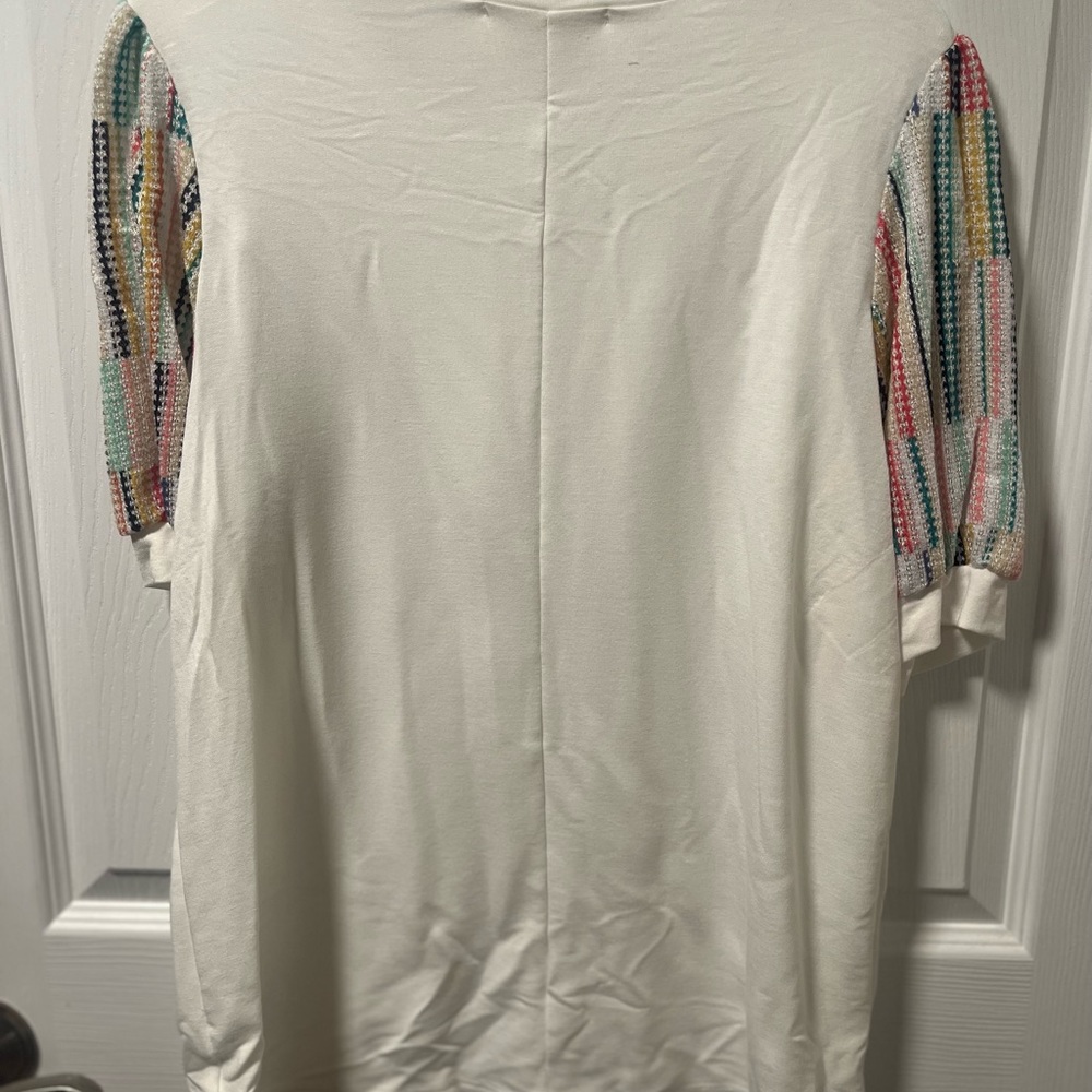 New Ivory Mint Coral Puff Bubble Multi Color Short Sleeve Top Sizes S, M, L - Picture 4 of 6